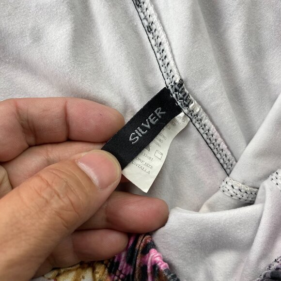 Silver Women's Floral Leggings Plus One Size Stretchable Pants - Picture 3 of 12